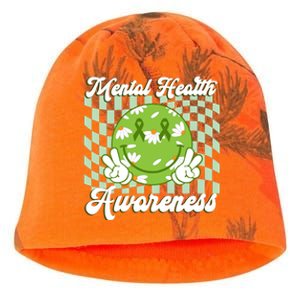 Mental Health Awareness Smile Face Groovy Kati - Camo Knit Beanie