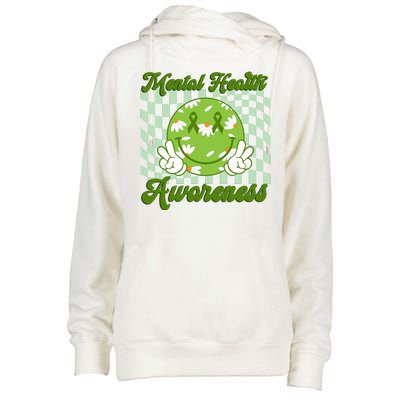 Mental Health Awareness Smile Face Groovy Womens Funnel Neck Pullover Hood