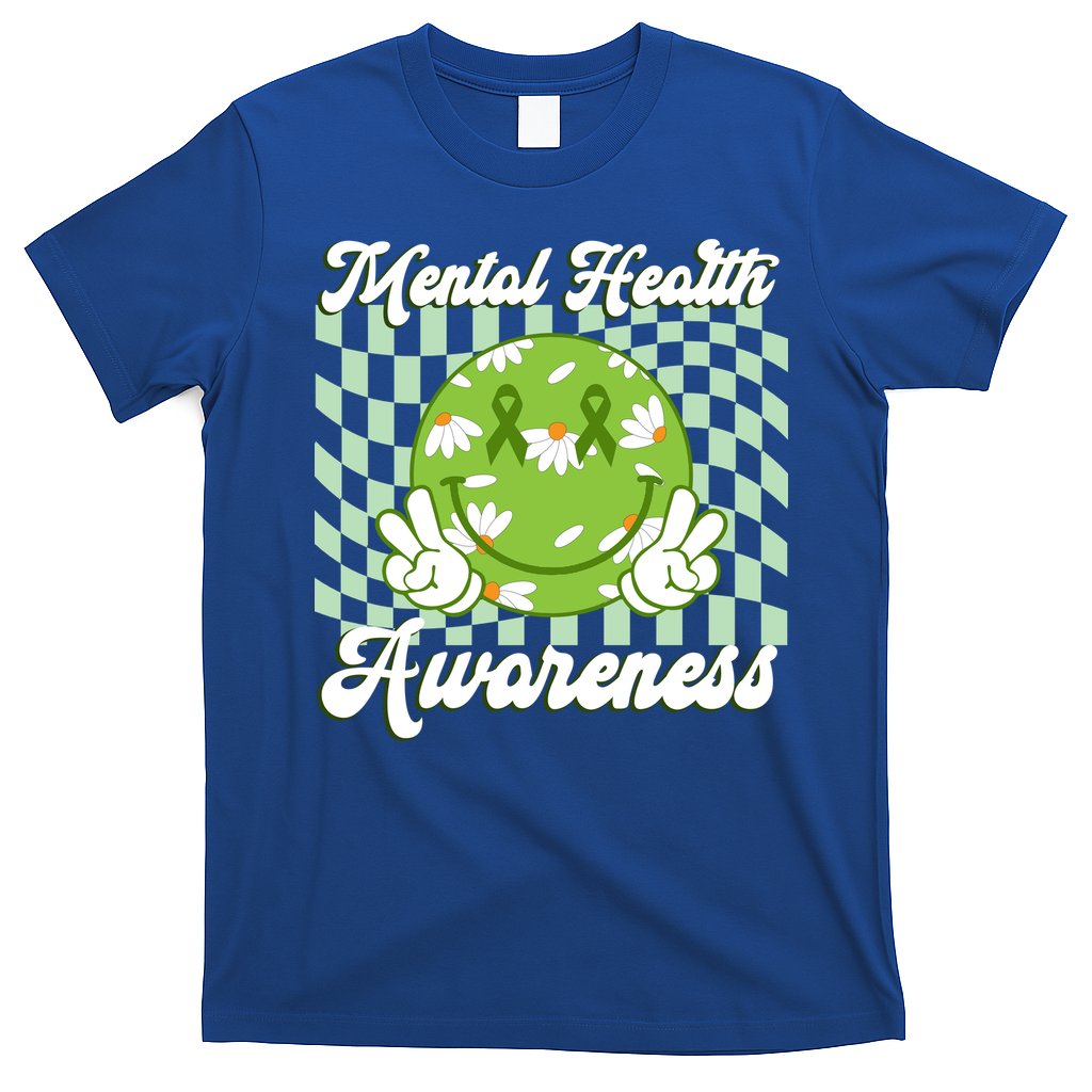 Mental Health Awareness Smile Face Groovy T-Shirt