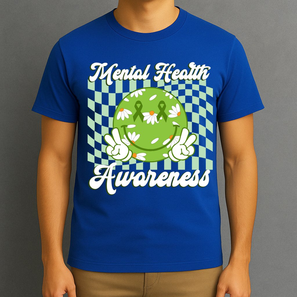 Mental Health Awareness Smile Face Groovy T-Shirt