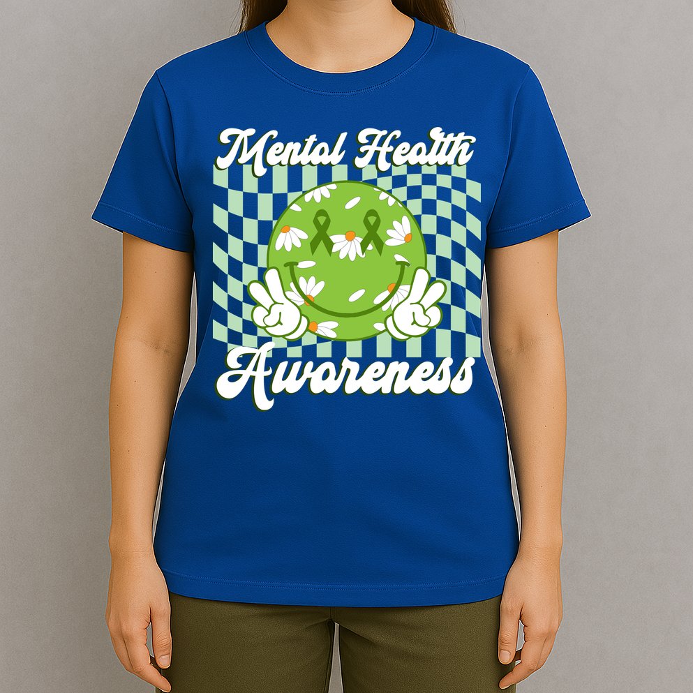 Mental Health Awareness Smile Face Groovy T-Shirt