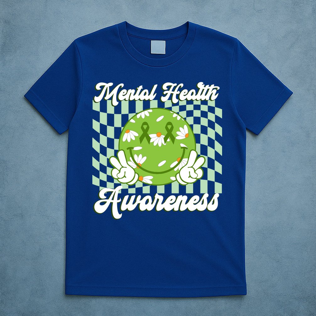 Mental Health Awareness Smile Face Groovy T-Shirt