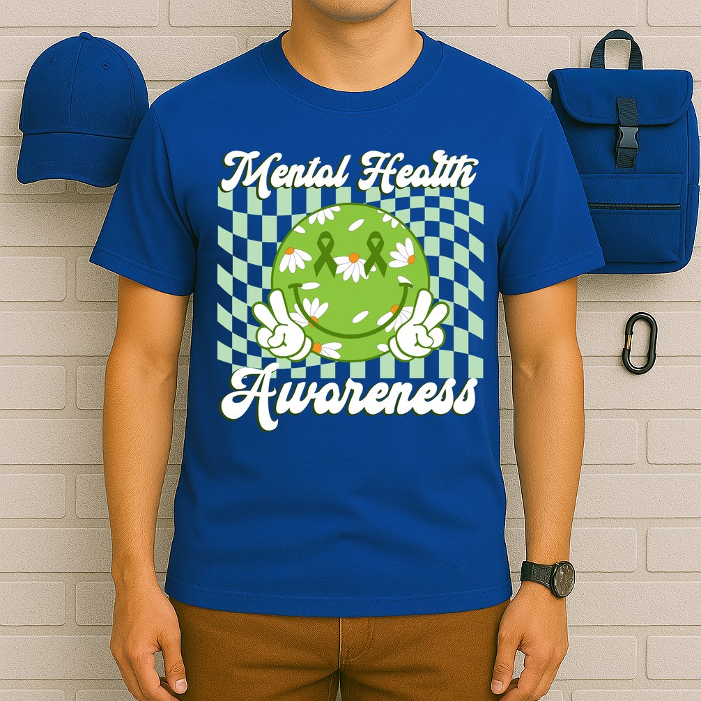 Mental Health Awareness Smile Face Groovy T-Shirt