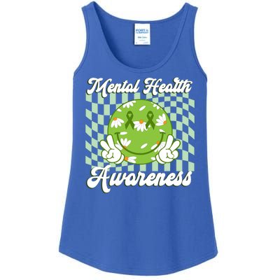 Mental Health Awareness Smile Face Groovy Ladies Essential Tank