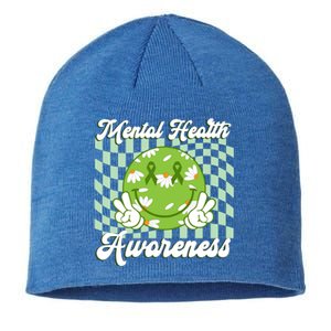 Mental Health Awareness Smile Face Groovy Sustainable Beanie