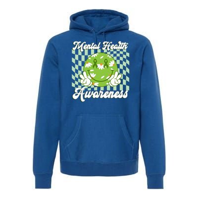 Mental Health Awareness Smile Face Groovy Premium Hoodie