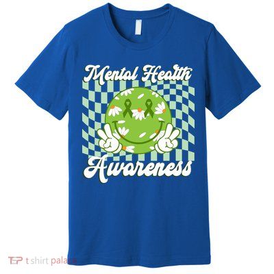 Mental Health Awareness Smile Face Groovy Premium T-Shirt