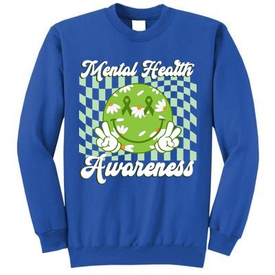 Mental Health Awareness Smile Face Groovy Tall Sweatshirt