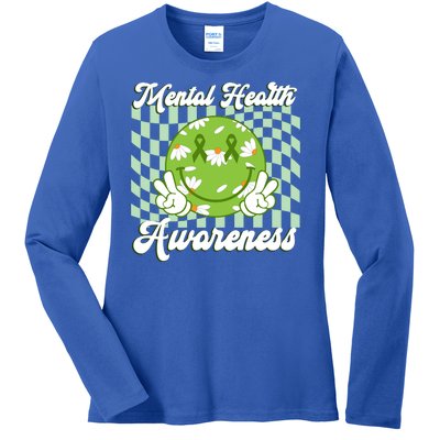 Mental Health Awareness Smile Face Groovy Ladies Long Sleeve Shirt