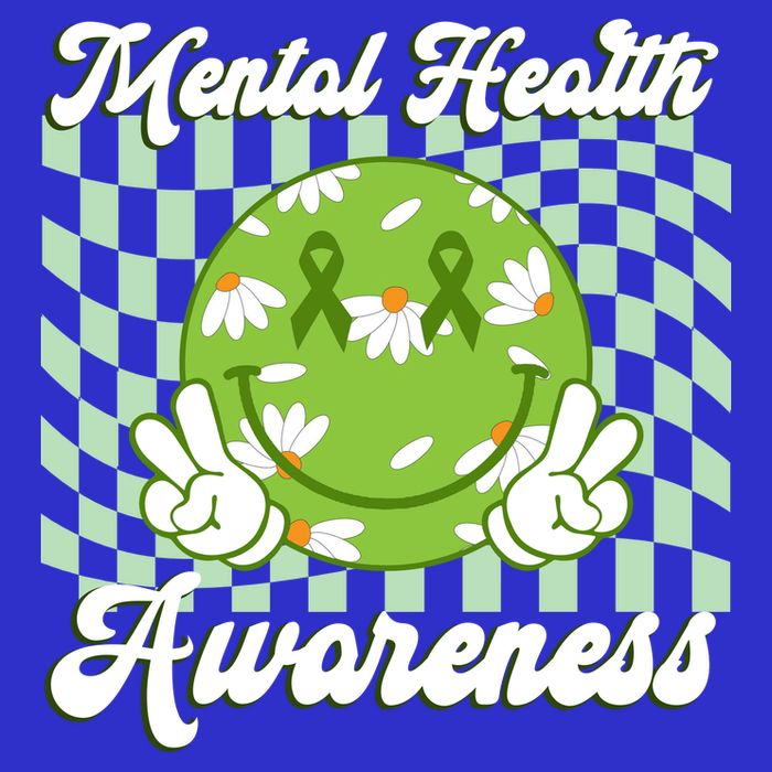 Mental Health Awareness Smile Face Groovy Short Acrylic Beanie