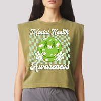 Mental Health Awareness Smile Face Groovy Garment-Dyed Women's Muscle Tee