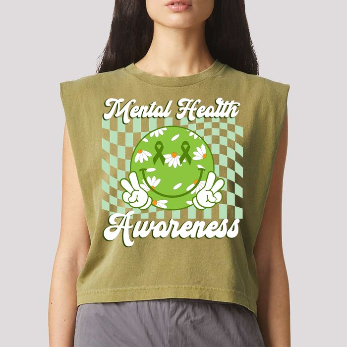 Mental Health Awareness Smile Face Groovy Garment-Dyed Women's Muscle Tee