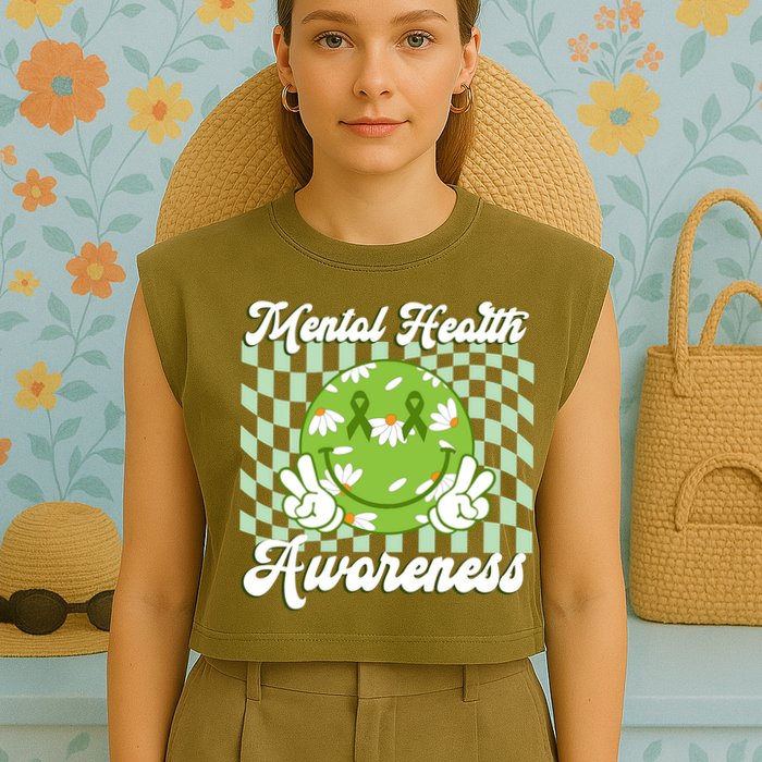 Mental Health Awareness Smile Face Groovy Garment-Dyed Women's Muscle Tee