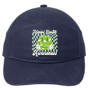 Mental Health Awareness Smile Face Groovy 7-Panel Snapback Hat