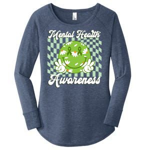 Mental Health Awareness Smile Face Groovy Women's Perfect Tri Tunic Long Sleeve Shirt