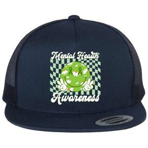 Mental Health Awareness Smile Face Groovy Flat Bill Trucker Hat