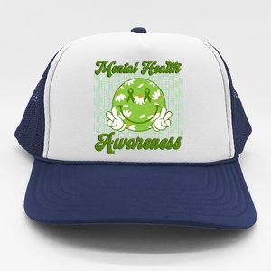 Mental Health Awareness Smile Face Groovy Trucker Hat