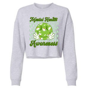 Mental Health Awareness Smile Face Groovy Cropped Pullover Crew