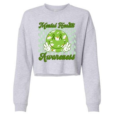 Mental Health Awareness Smile Face Groovy Cropped Pullover Crew