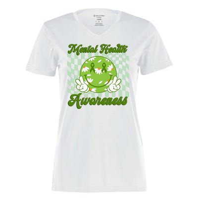 Mental Health Awareness Smile Face Groovy Women's Momentum V-Neck T-Shirt