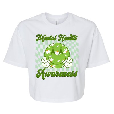 Mental Health Awareness Smile Face Groovy Bella+Canvas Jersey Crop Tee