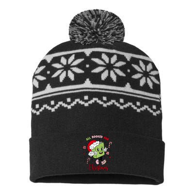 My Holidays Are All Booked Christmas Character Book Lovers USA-Made Snowflake Beanie