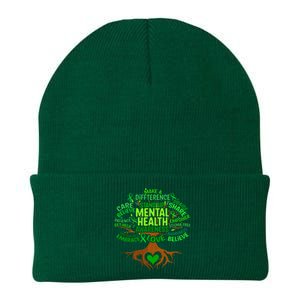 Mental Health Awareness Tree Knit Cap Winter Beanie