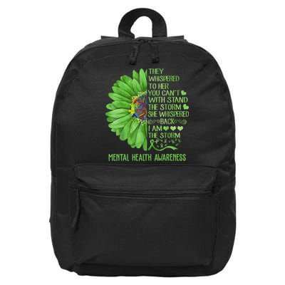 Mental Health Awareness Matters Sunflower I Am The Storm 16 in Basic Backpack