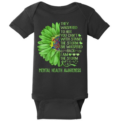 Mental Health Awareness Matters Sunflower I Am The Storm Baby Bodysuit