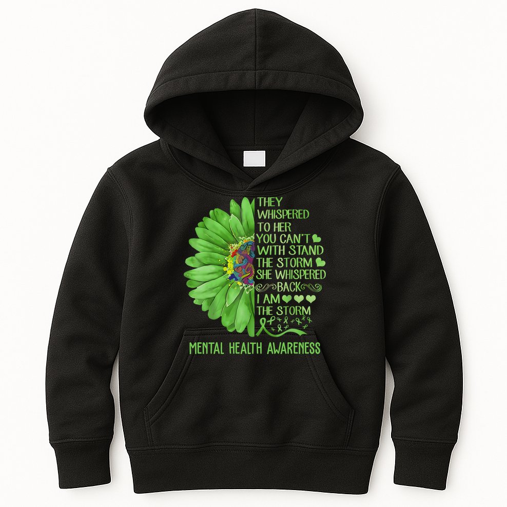 Mental Health Awareness Matters Sunflower I Am The Storm Kids Hoodie