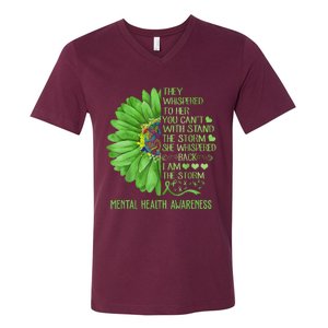 Mental Health Awareness Matters Sunflower I Am The Storm V-Neck T-Shirt