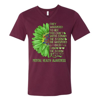 Mental Health Awareness Matters Sunflower I Am The Storm V-Neck T-Shirt