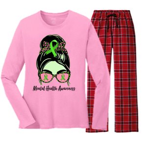 Mental Health Awareness Women's Long Sleeve Flannel Pajama Set 