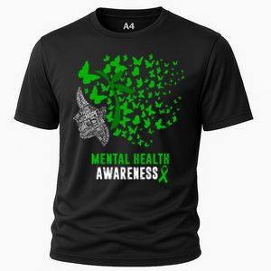 Mental Health Awareness Butterflies Green Ribbon Cooling Performance Crew T-Shirt