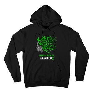 Mental Health Awareness Butterflies Green Ribbon Hoodie