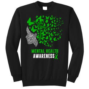 Mental Health Awareness Butterflies Green Ribbon Sweatshirt