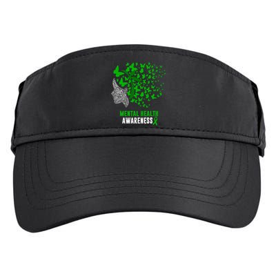 Mental Health Awareness Butterflies Green Ribbon Adult Drive Performance Visor