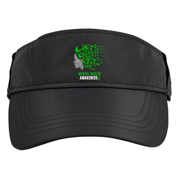 Mental Health Awareness Butterflies Green Ribbon Adult Drive Performance Visor