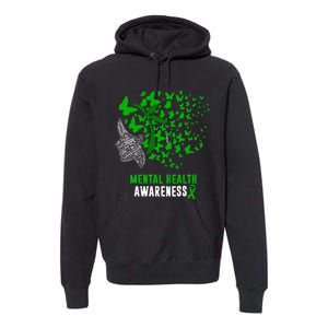 Mental Health Awareness Butterflies Green Ribbon Premium Hoodie