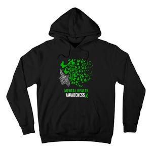 Mental Health Awareness Butterflies Green Ribbon Tall Hoodie