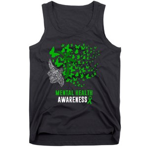 Mental Health Awareness Butterflies Green Ribbon Tank Top