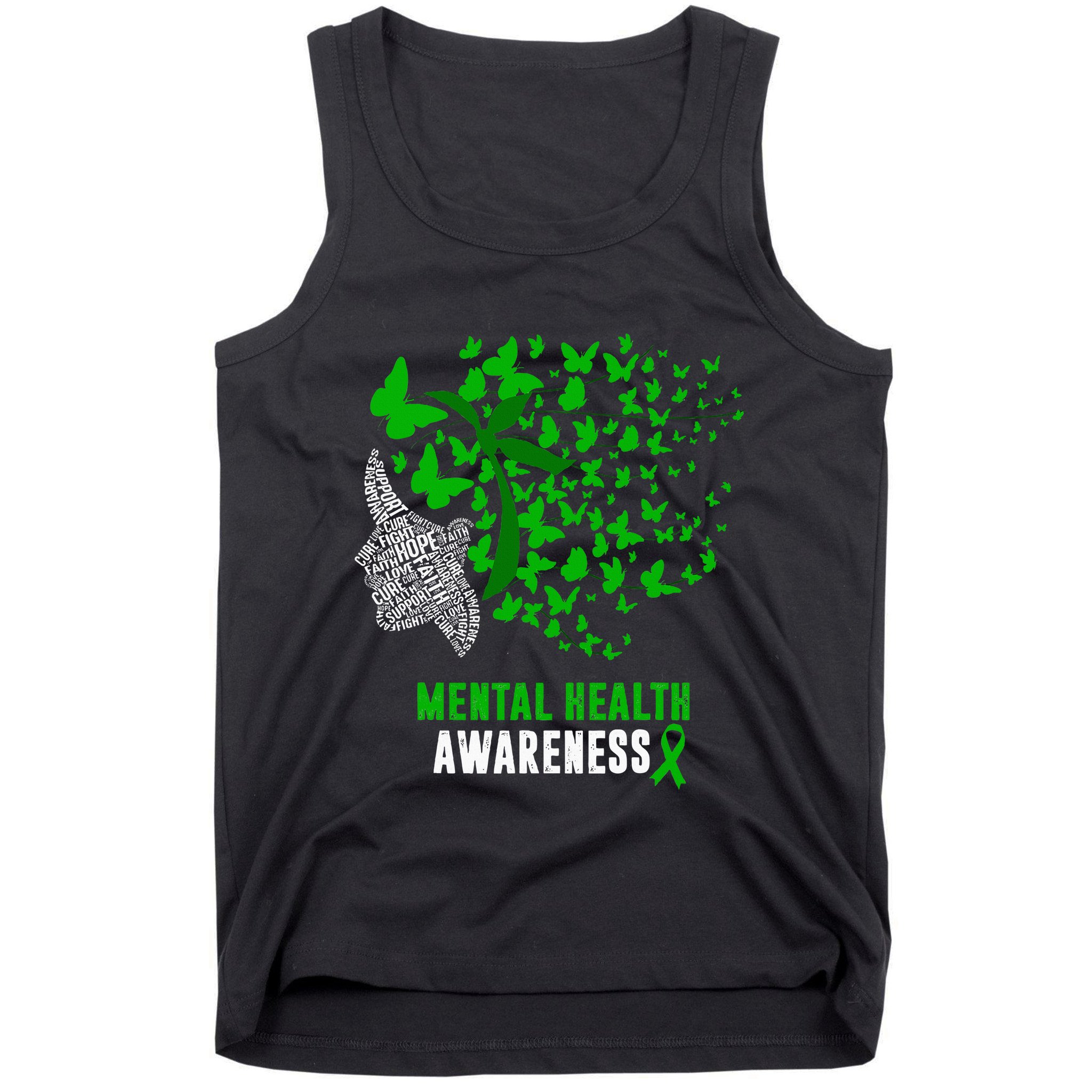 Mental Health Awareness Butterflies Green Ribbon Tank Top