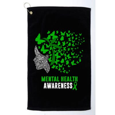 Mental Health Awareness Butterflies Green Ribbon Golf Towel