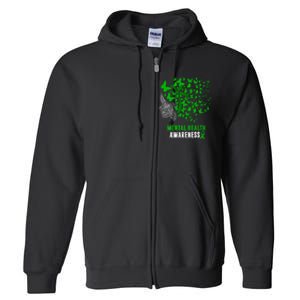 Mental Health Awareness Butterflies Green Ribbon Full Zip Hoodie