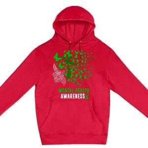 Mental Health Awareness Butterflies Green Ribbon Premium Pullover Hoodie