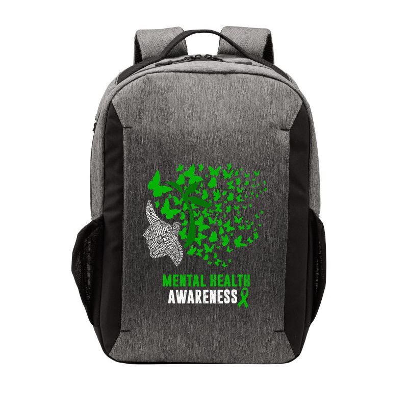 Mental Health Awareness Butterflies Green Ribbon Vector Backpack