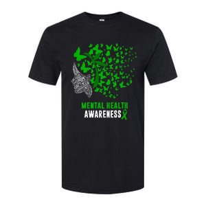 Mental Health Awareness Butterflies Green Ribbon Softstyle CVC T-Shirt