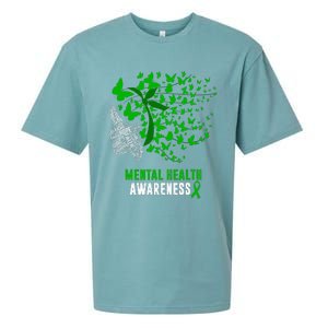 Mental Health Awareness Butterflies Green Ribbon Sueded Cloud Jersey T-Shirt