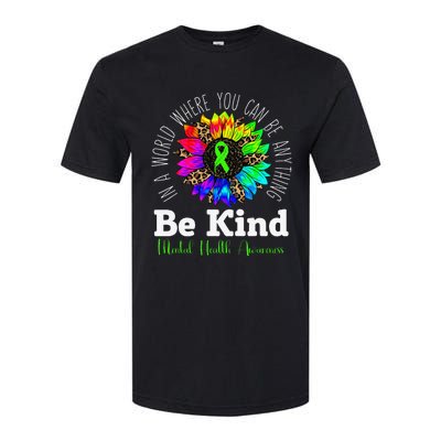 Mental Health Awareness Be Kind Green Ribbon Sunflower Softstyle® CVC T-Shirt