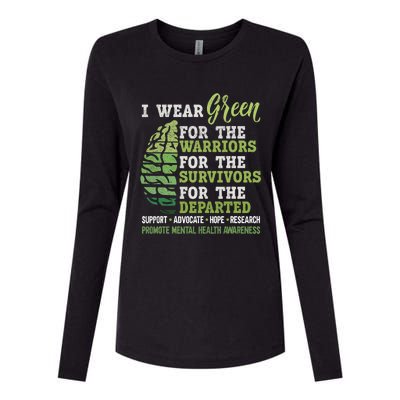 Mental Health Awareness Matters Support I Wear Green Warrior Womens Cotton Relaxed Long Sleeve T-Shirt